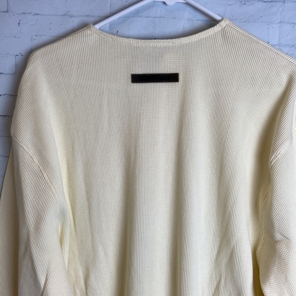 FEAR OF GOD ESSENTIALS Thermal Waffle-Knit Cotton Henley T-Shirt M Winter Cozy - Picture 9 of 15